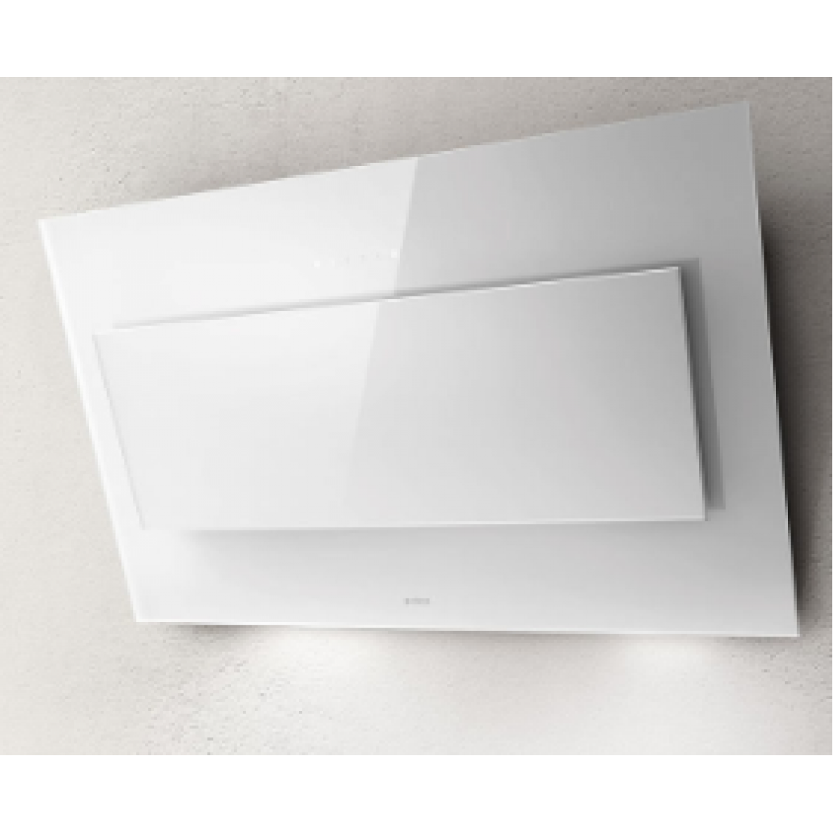 Elica Vertigo 90厘米傾斜煙囪式抽油煙機 (白色)：690m³/h強勁氣流，觸控控制，C級能效